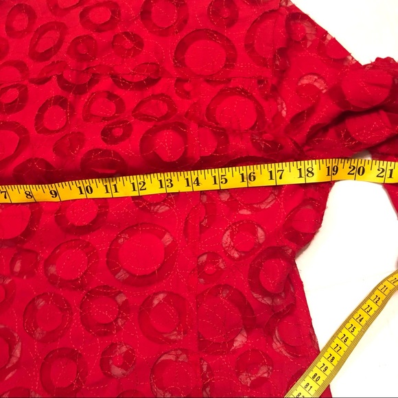 Ruby Rd. Red sheer button collar top - Picture 6 of 9